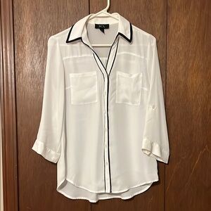 BCX Cream Blouse with Black Details